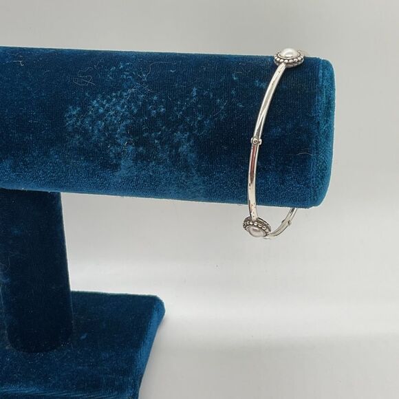 Brighton Silver Plated Faux Pearl Bangle - Picture 2 of 3